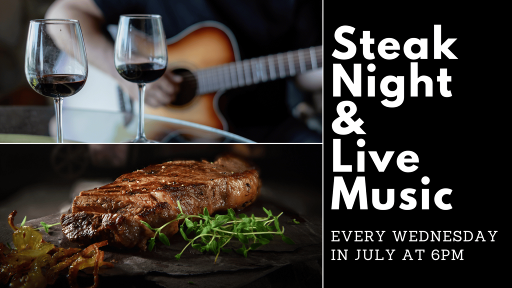 steak night and live music every wednesday at dive bar 