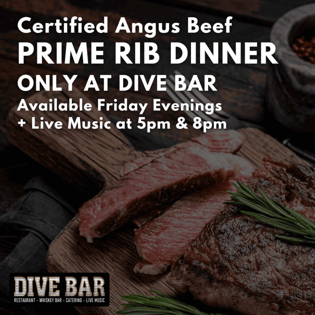 certified angus beef prime rib dinner at dive bar como columbia missouri friday night
