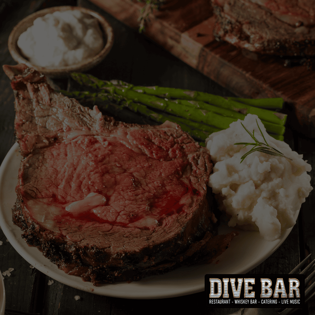 certified angus beef steak and prime rib at Dive Bar Como restaurant Columbia missouri mo whiskey bar