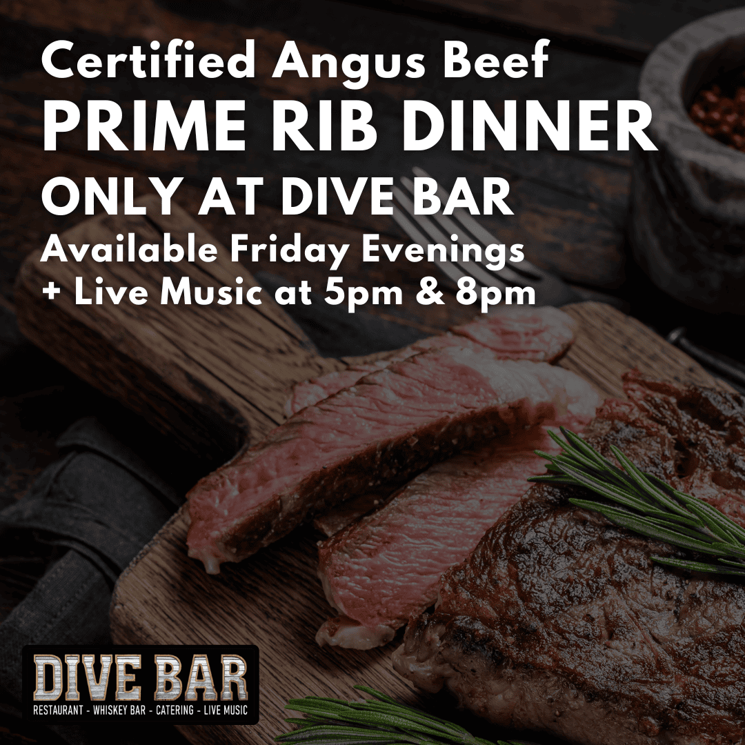 certified angus beef prime rib dinner at dive bar como columbia missouri friday night