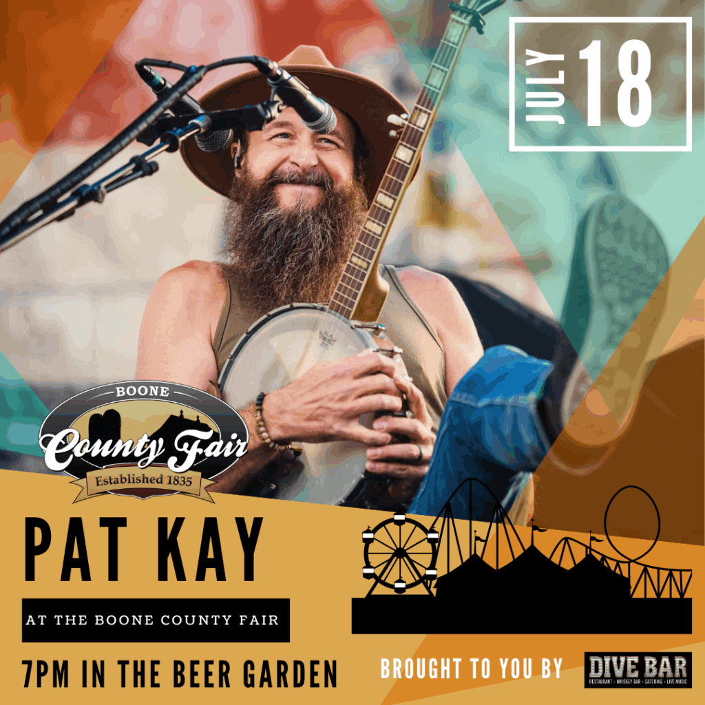 Pat Kay at The Boone County Fair live music infographic.
