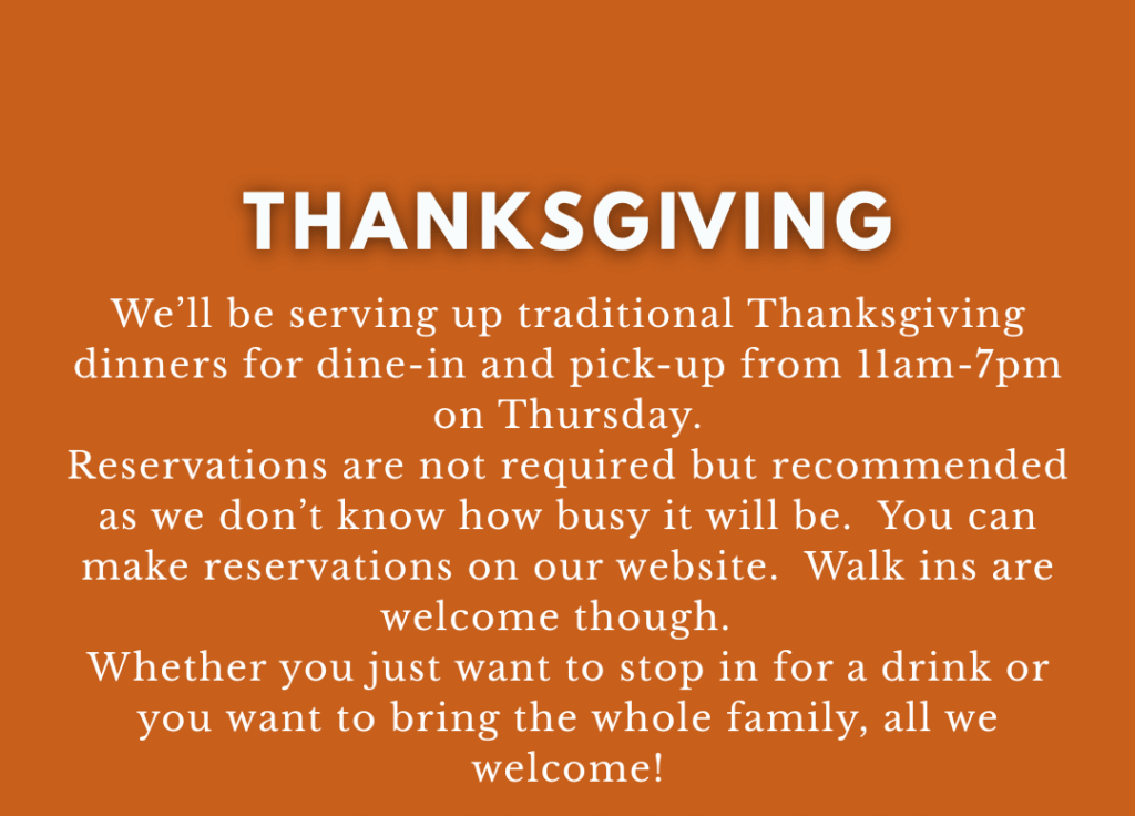 message about Thanksgiving dinner at Dive Bar.