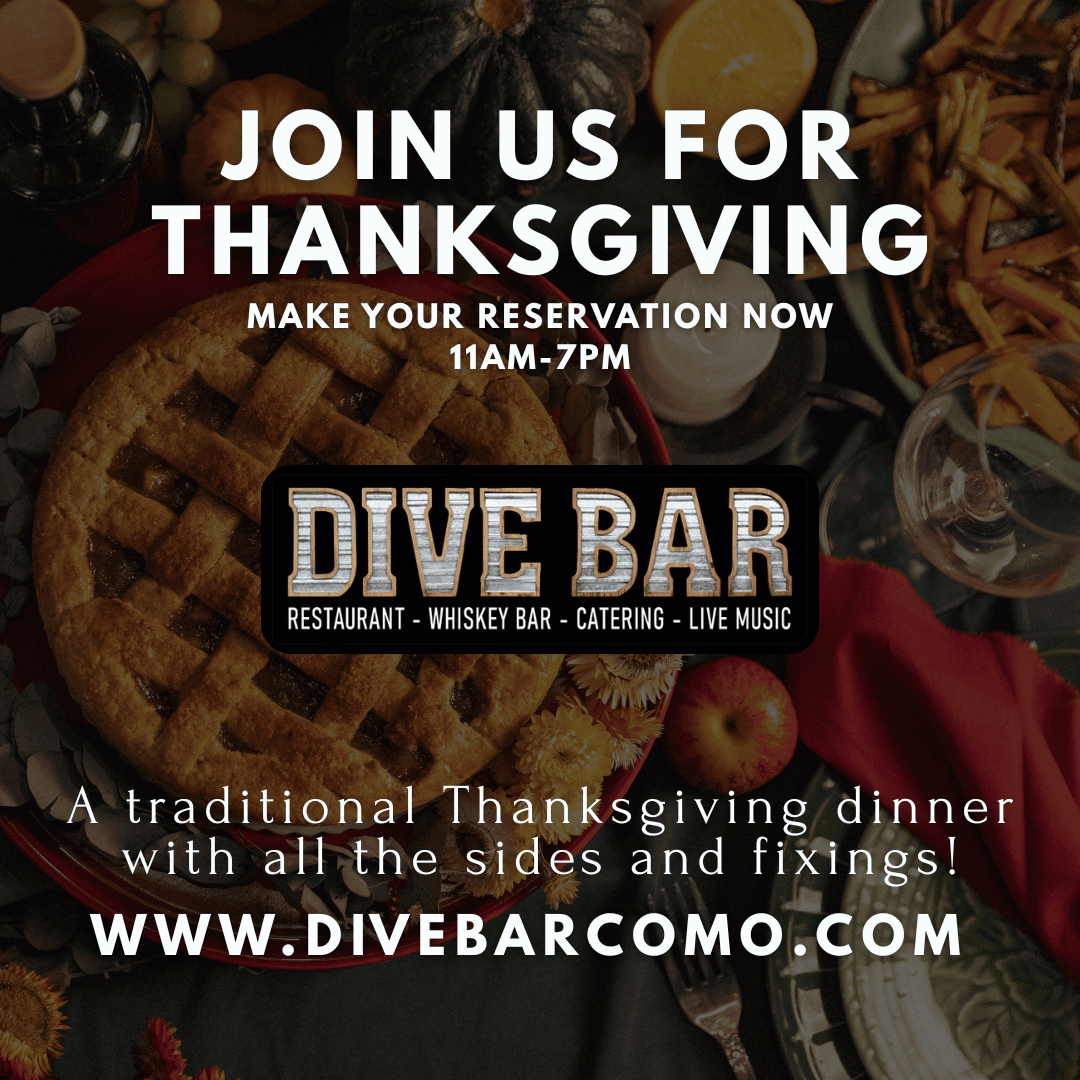 Thanksgiving dinner flyer for Dive Bar.