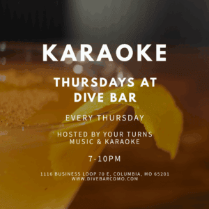 Karaoke at Dive Bar flyer every Thursday at 7pm.